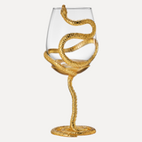 Stemmed Snake Wine Glass | SINGLE | 19oz Spooky Reptile Glasses 10" H (Gold)