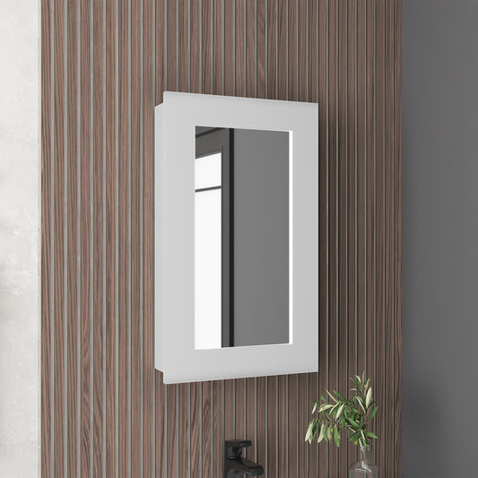 TUHOME Juno 25.7-Inch High by 15.7-Inch Wide Narrow Mirror Medicine Cabinet with One Door and Three Interior Shelves, Wall-Mounted Storage Organizer for Bathroom or Kitchen, Compact Modern Cabinet for Essentials