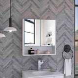 Tuhome Jaspe Mirror Cabinet with Three Internal Shelves, One Open Shelf, Double Door Cabinet, Elegant White Finish for Bathroom Storage
