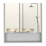 Tuhome Jaspe Mirror Cabinet with Three Internal Shelves, One Open Shelf, Double Door Cabinet, Elegant White Finish for Bathroom Storage