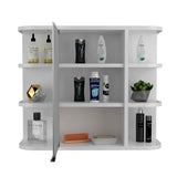 Tuhome Milan Medicine Cabinet with Six External Shelves, Mirror, Three Internal Shelves, Modern Bathroom Storage Solution