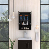 Tuhome Jaspe Mirror Cabinet with Three Internal Shelves, One Open Shelf, Double Door Cabinet, Elegant White Finish for Bathroom Storage