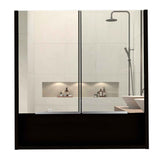 Tuhome Jaspe Mirror Cabinet with Three Internal Shelves, One Open Shelf, Double Door Cabinet, Elegant White Finish for Bathroom Storage