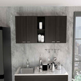 Portofino 150 Wall Cabinet, Double Door, Two External Shelves, Two Interior Shelves