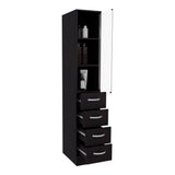Tuhome Vanguard Linen Cabinet with Three Open Shelves, Four Spacious Drawers, Glass-Door Enclosed Storage, Modern Bathroom Organizer for Towels, Toiletries, Linens, and Everyday Essentials