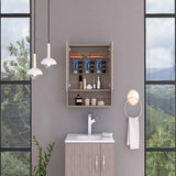 Tuhome Jaspe Mirror Cabinet with Three Internal Shelves, One Open Shelf, Double Door Cabinet, Elegant White Finish for Bathroom Storage