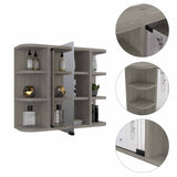 Tuhome Milan Medicine Cabinet with Six External Shelves, Mirror, Three Internal Shelves, Modern Bathroom Storage Solution