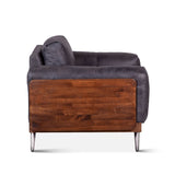 Portofino Mid Century 37" Accent Chair in Antique Ebony Leather