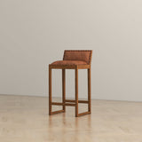 Gavin 25'' Solid Wood Genuine Leather Counter Stool