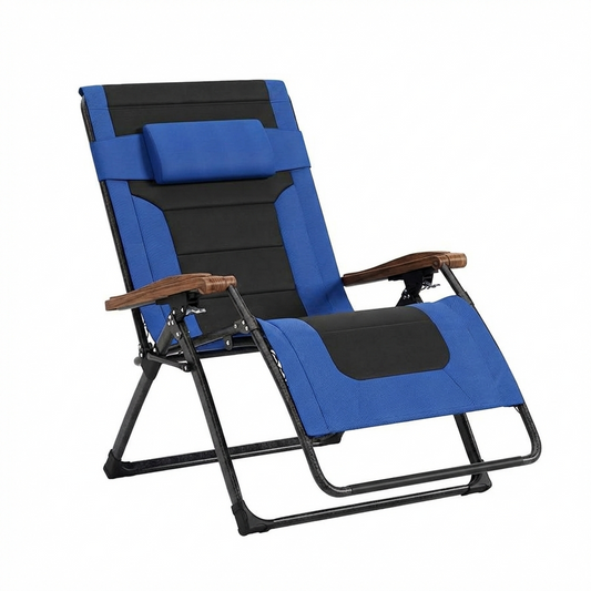 PURPLE LEAF Outdoor Reclining Chair Patio Zero Gravity Chaise Lounge Folding Chair with Quilted Cushion Adjustable Headrest for Lawn Camping Beach Pool