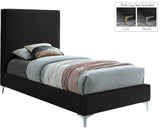 Geri Contemporary Velvet Bed with Stylish Piping and Versatile Gold & Chrome Legs for Modern Homes
