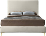 Geri Black Velvet Bed with Stylish Piping & Dual Gold/Chrome Legs for Contemporary Elegance