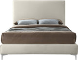 Geri Black Velvet Bed with Stylish Piping & Dual Gold/Chrome Legs for Contemporary Elegance