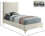 Geri Black Velvet Bed with Stylish Piping & Dual Gold/Chrome Legs for Contemporary Elegance