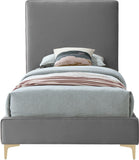 Geri Black Velvet Bed with Stylish Gold & Chrome Legs, Piped Headboard for Modern Elegance
