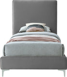 Geri Black Velvet Bed with Stylish Gold & Chrome Legs, Piped Headboard for Modern Elegance