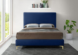 Geri Black Velvet Bed with Chic Piping and Gold & Chrome Legs for a Modern Bedroom Oasis