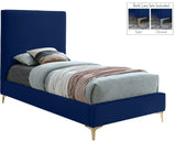 Geri Black Velvet Bed with Chic Piping and Gold & Chrome Legs for a Modern Bedroom Oasis