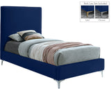 Geri Black Velvet Bed with Chic Piping and Gold & Chrome Legs for a Modern Bedroom Oasis