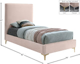 Geri Black Velvet Bed with Piping and Gold & Chrome Legs for a Stylish Contemporary Bedroom Design