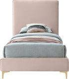 Geri Black Velvet Bed with Piping and Gold & Chrome Legs for a Stylish Contemporary Bedroom Design