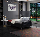 Ghost Acrylic Contemporary Bed with Plush Upholstered Rails, Curved Headboard & Slats Included
