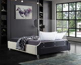 Ghost Acrylic Contemporary Bed with Plush Upholstered Rails, Curved Headboard & Slats Included