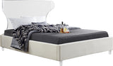Ghost Acrylic Contemporary Bed with Plush Upholstered Rails, Curved Headboard & Slats Included
