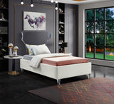 Ghost Acrylic Contemporary Bed with Plush Upholstered Rails, Curved Headboard & Slats Included