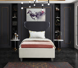 Ghost Acrylic Contemporary Bed with Plush Upholstered Rails, Curved Headboard & Slats Included