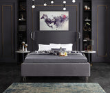 Ghost Acrylic Contemporary Bed with Plush Upholstered Rails, Curved Headboard & Slats Included