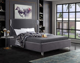 Ghost Acrylic Contemporary Bed with Plush Upholstered Rails, Curved Headboard & Slats Included