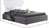 Ghost Acrylic Contemporary Bed with Plush Upholstered Rails, Curved Headboard & Slats Included