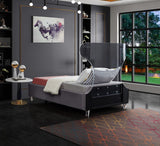 Ghost Acrylic Contemporary Bed with Plush Upholstered Rails, Curved Headboard & Slats Included