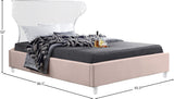 Ghost Acrylic Contemporary Bed with Plush Upholstered Rails, Curved Headboard & Slats Included