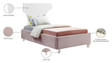 Ghost Acrylic Contemporary Bed with Plush Upholstered Rails, Curved Headboard & Slats Included