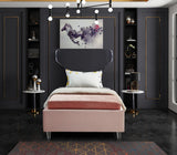 Ghost Acrylic Contemporary Bed with Plush Upholstered Rails, Curved Headboard & Slats Included