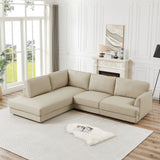 Glander Cream Leather Sectional Sofa Left Facing