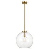 Gleam Single Light Pendant Lamp With Clear Globe Glass - Satin Brass