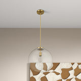 Gleam Single Light Pendant Lamp With Clear Globe Glass - Satin Brass