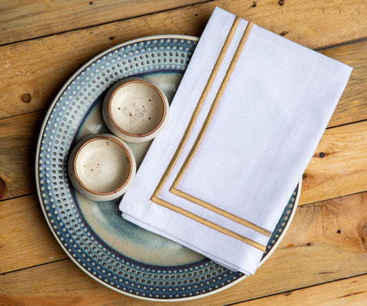 Beige Double Line Embroidery Napkins