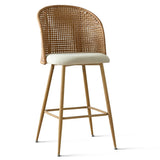 Grasse 29" Beige Rattan Upholstered Bar Stool (Set of 2)