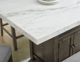 Grayson 6 Piece White Marble Top Counter Set (Counter Table, Counter Bench & 4 Counter Chairs)