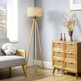 Easyshift™ Tripod Floor Lamp with Rattan Shade