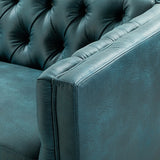 Capsa 84″ Vegan Leather Tufted Sofa – Mid-Century Glam, Durable & Breathable