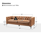 Capsa 84″ Vegan Leather Tufted Sofa – Mid-Century Glam, Durable & Breathable