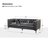 Capsa 84″ Vegan Leather Tufted Sofa – Mid-Century Glam, Durable & Breathable