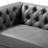 Capsa 84″ Vegan Leather Tufted Sofa – Mid-Century Glam, Durable & Breathable