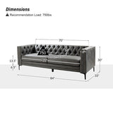 Capsa 84″ Vegan Leather Tufted Sofa – Mid-Century Glam, Durable & Breathable