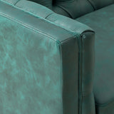 Capsa 84″ Vegan Leather Tufted Sofa – Mid-Century Glam, Durable & Breathable